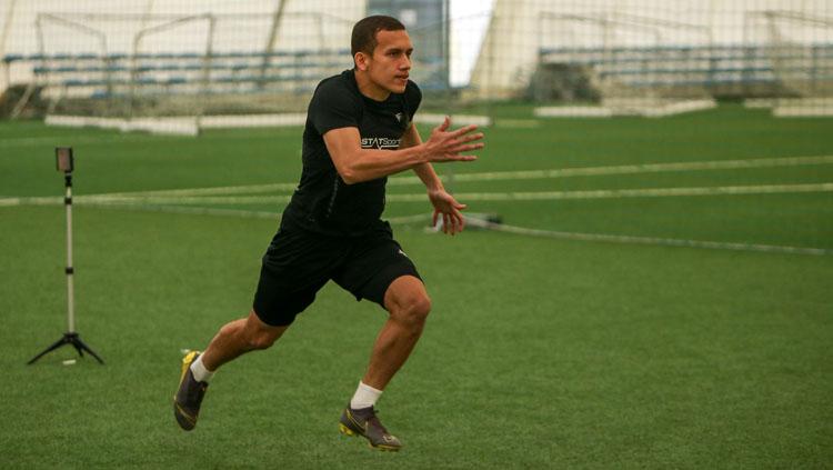 Pemain Lechia Gdansk asal Indonesia, Egy Maulana Vikri saat berlatih bersama di Polandia.