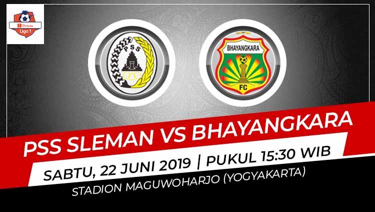 Pertandingan PSS Sleman vs Bhayangkara FC. Foto: Grafis: Indosport.com