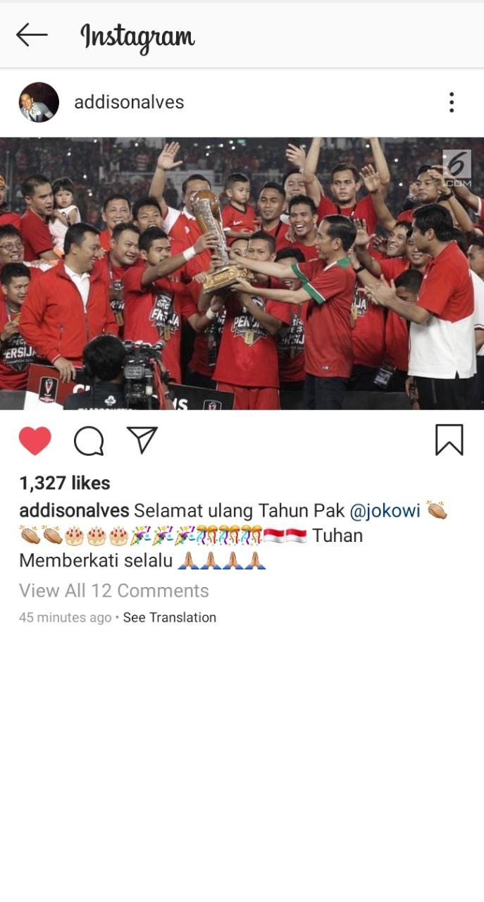 Eks Pemain Persija Ucapkan Selamat Ulang Tahun ke Jokowi 