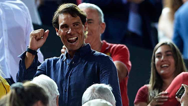 Rafael Nadal ikut jadi saksi mata kemenangan RCD Mallorca dan promosi La Liga Spanyol di Iberostar Stadium.