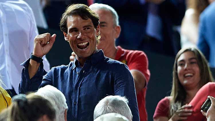 Rafael Nadal ikut jadi saksi mata kemenangan RCD Mallorca dan promosi La Liga Spanyol di Iberostar Stadium.