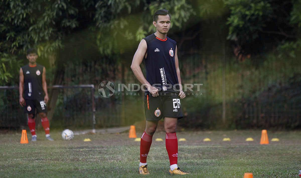 Rezaldi Hehanusa juga terlihat berangsur pulih usai cedera pada latihan Persija Jakarta di Lapangan PSAU TNI Halim Perdanakusuma, Jakarta Timur, Senin (24/06/19). Foto: Herry Ibrahim/INDOSPORT