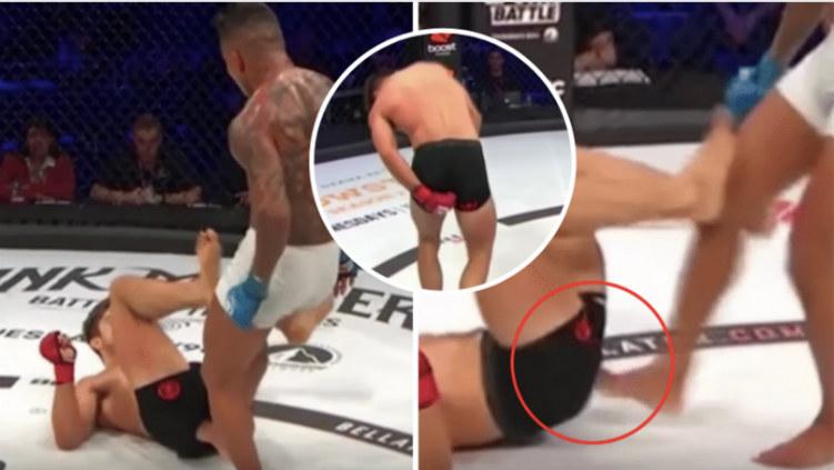 Alfie Davis mendapatkan tendangan tak lazim dari Jorge Kanella di pertarungan UFC, Minggu (23/06/19). - INDOSPORT