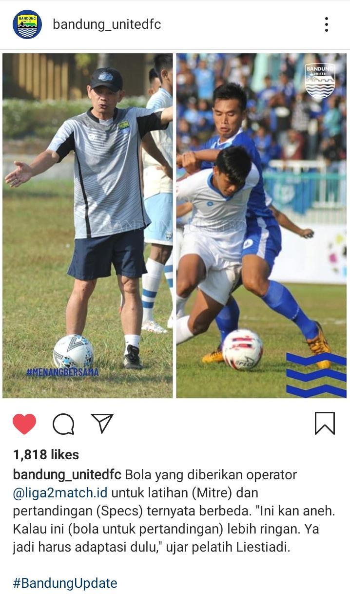 Pelatih Persib B Merasa Ada Hal Aneh di Laga Perdana Liga 2 2019 Copyright: Instagram.com/bandung_unitedfc
