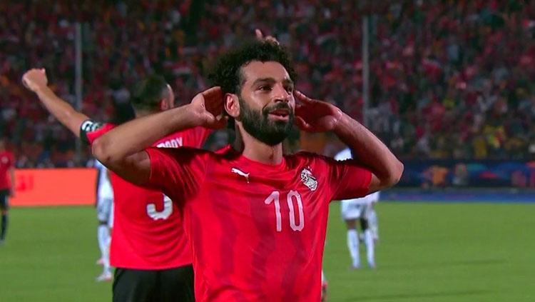 Mohamed Salah merayakan gol saat laga Mesir vs Kongo di Piala Afrika 2019, Kamis (27/06/19). - INDOSPORT