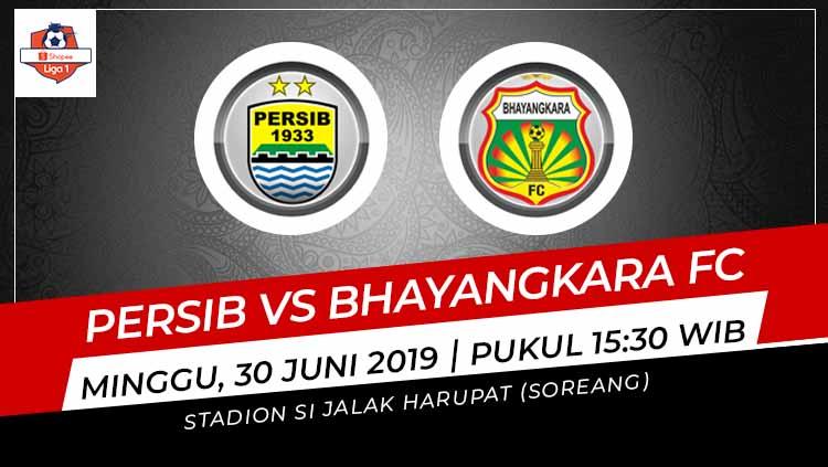 Pertandingan Persib Bandung vs Bhayangkara FC. Grafis: Indosport.com