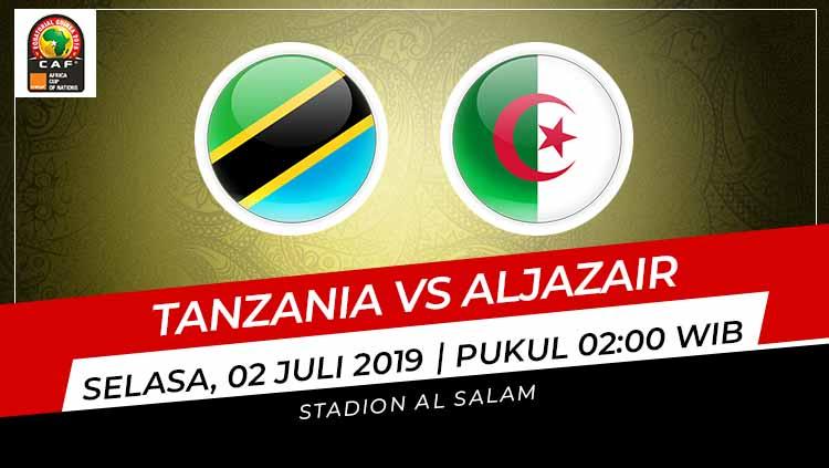 Pertandingan Tanzania vs Aljazair. Grafis: Indosport.com