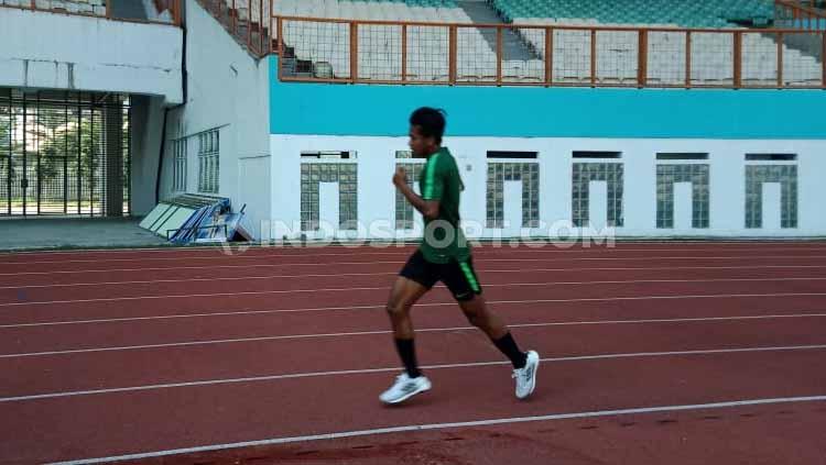 Mochammad Supriadi saat uji fisik di pemusatan latihan (training centre) Timnas Indonesia U-19.
