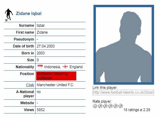 Iqbal Zidane Copyright: football-talents.co.uk