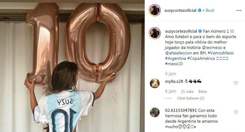 Lionel Messi dapat ucapan dari Miss Bum Bum alias Suzy Cortez Copyright: Instagram/Suzy Cortez
