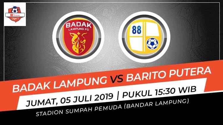 Pertandingan Badak Lampung vs Barito Putera. Grafis: Indosport.com