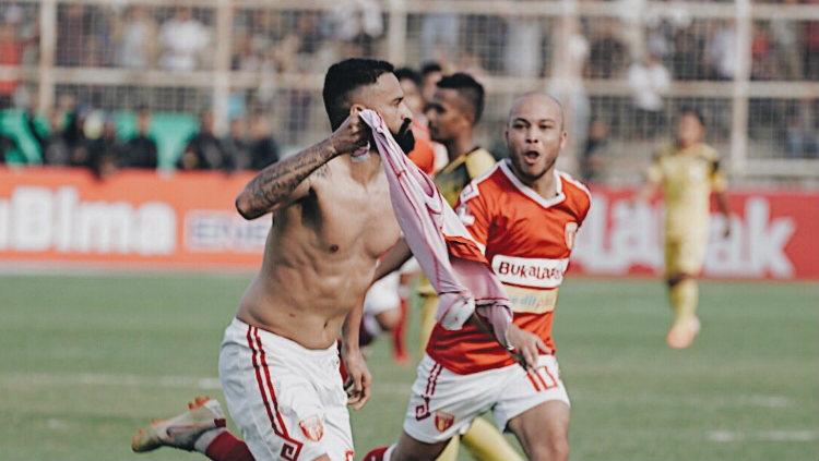 Francisco Torres merayakan gol pada laga Badak Lampung FC vs Barito Putera di Liga 1 2019, Jumat (05/07/19). Copyright: Twitter/@badaklampungfc1