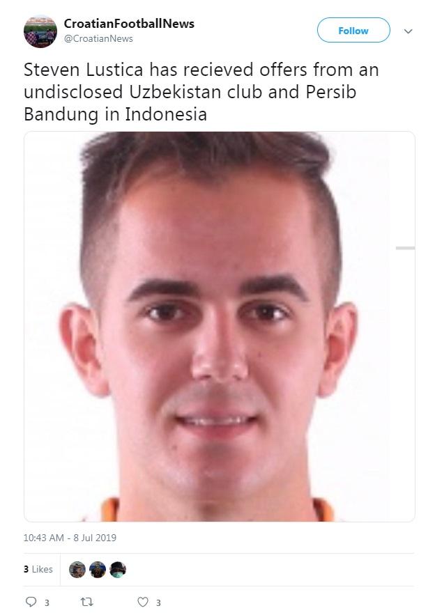 Pemain asal Australia Steven Lustica dikaitkan ke Persib Bandung. Copyright: Twitter@CroatianNews