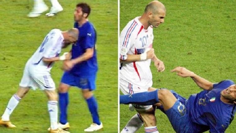 Momen Zinedine Zidane 'menanduk' Marco Materazzi saat final Piala Dunia 2006. - INDOSPORT