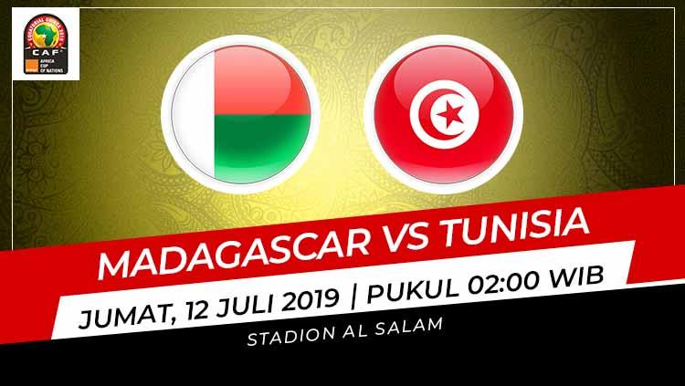 Pertandingan Madagascar vs Tunisia. Grafis: Indosport.com