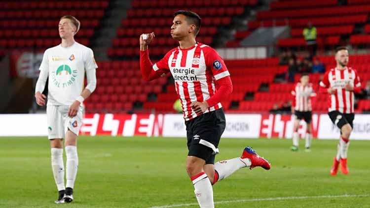 Jaell Hattu melakukan selebrasi saat melawan Telstar di De Herdgang Belanda (03/05/19). Aaron van Zandvoort/Soccrates/Getty Images Copyright: Aaron van Zandvoort/Soccrates/Getty Images