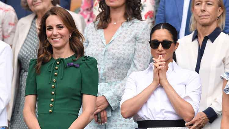 Anggota keluarga kerajaan Inggris, Kate Middleton dan Meghan Markle di final Wimbledon 2019 antara Serena Williams vs Simona Halep.