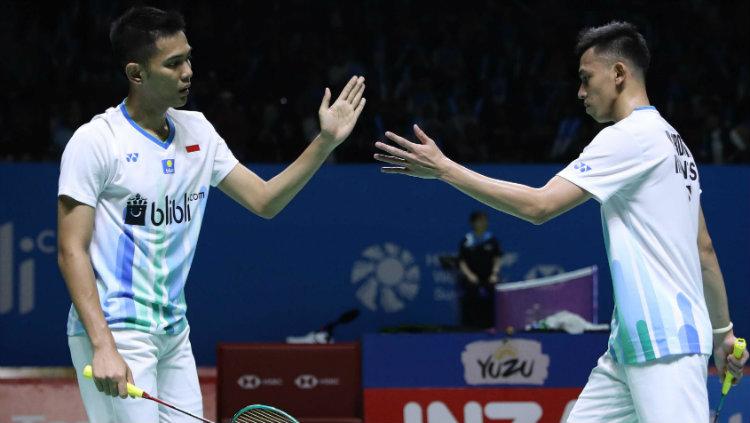 Fajar Alfian/Muhammad Rian Ardianto di babak pertama Indonesia Open 2019.