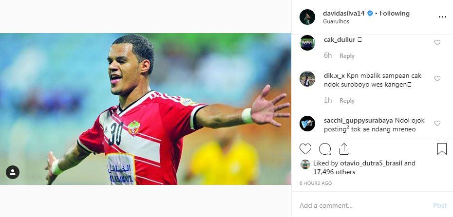 Bonek sudah tak sabar ingin melihat aksi David da Silva bersama Persebaya Surabaya Copyright: Instagram/daviddasilva14