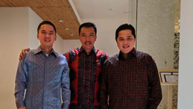 Pertemuan antara Imam Nahrawi, Syailendra Bakrie, dan Erick Thohir.