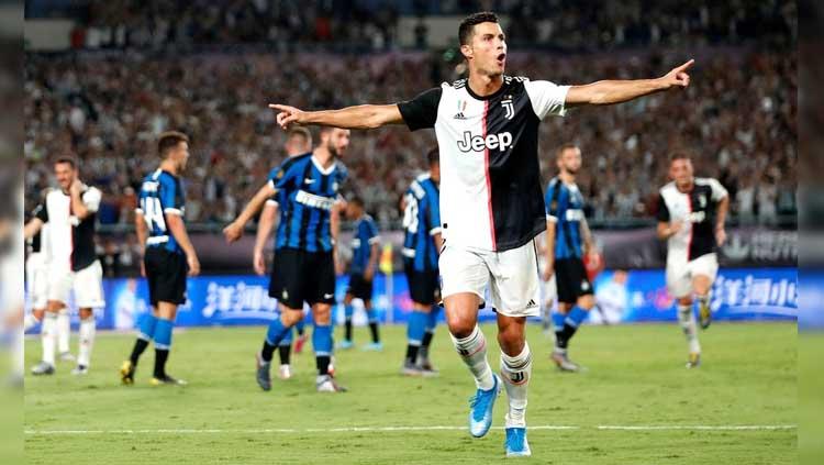 Selebrasi Cristiano Ronaldo pada laga Juventus vs Inter Milan di International Champions Cup (ICC) 2019, Rabu (24/07/19). Copyright: Twitter/@JuveFanInfoFR
