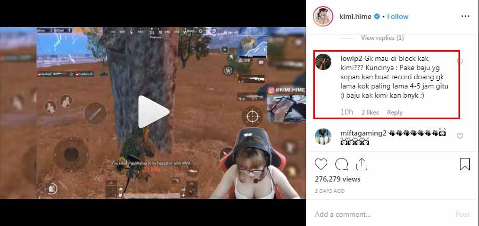 Komentar Netizen Kimi Hime. Copyright: Instagram Kimi Hime