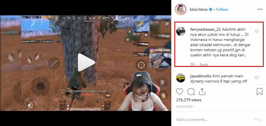 Komentar Netizen Kimi Hime. Copyright: Instagram Kimi Hime