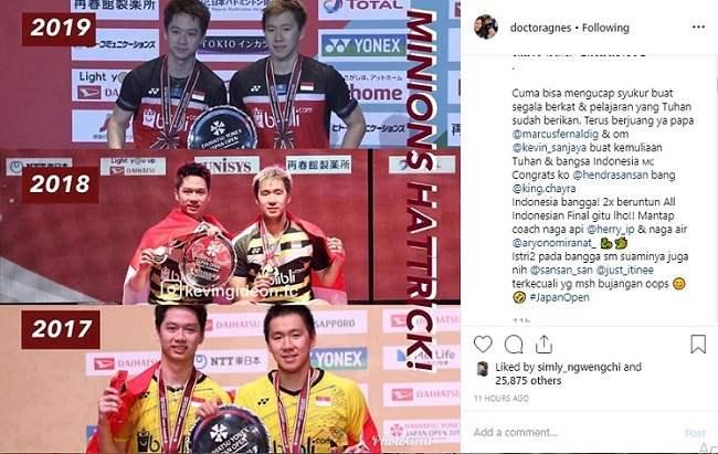 Unggahan istri Marcus Gideon yang buat netizen ngakak. Copyright: Instagram @doctoragnes