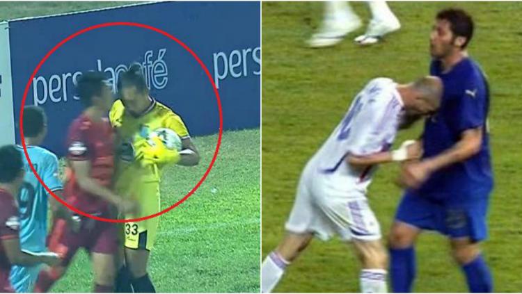 Kiper Persela Dwi Kuswanto menanduk Wahyudi Hamisi dan tandukan Zidane ke Materazzi.