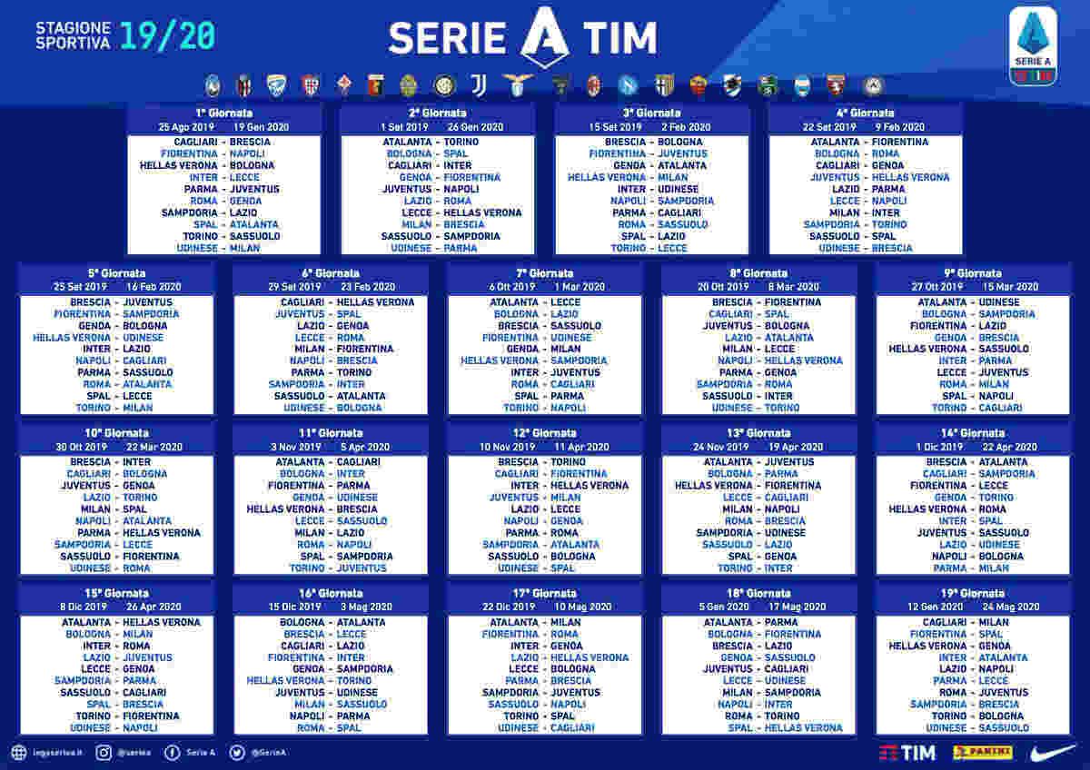 Jadwal lengkap Serie A musim 2019/20. Copyright: https://twitter.com/SerieA