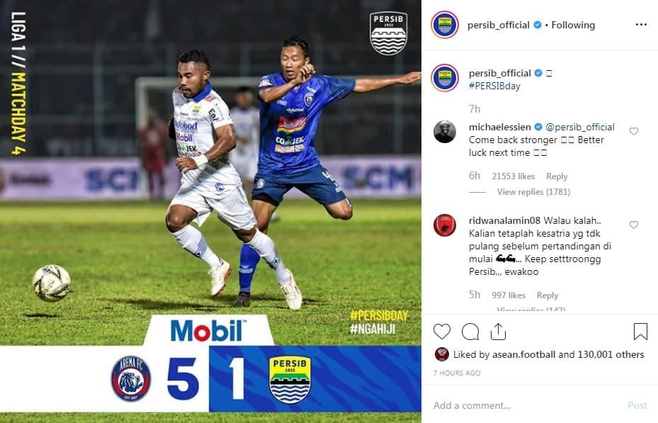 Michael Essien berikan dukungan untuk Persib Bandung usai dikalahkan Arema FC Copyright: Instagram/persib_official