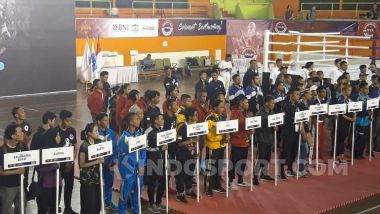 Kejuaraan Nasional Kickboxing Indonesia di Gor Pertamina Simprug, Jakarta Selatan (01/08/19).