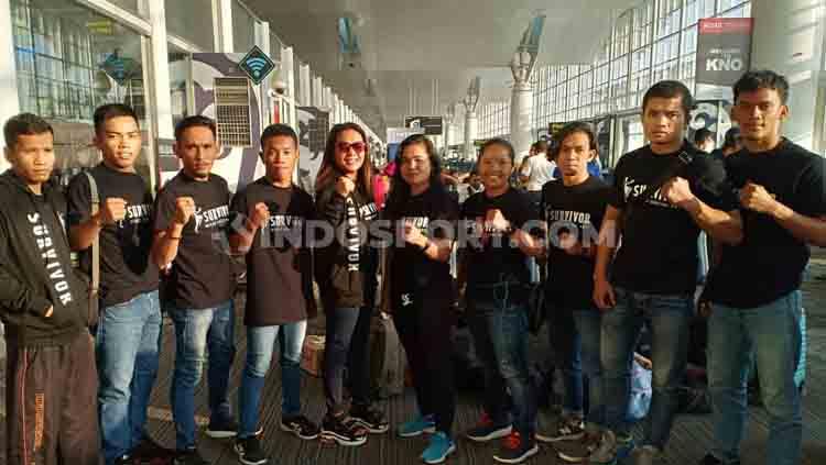 Para atlet KBI Sumut foto bersama sebelum bertolak ke Kejurnas KBI 2019, Rabu (31/7/2019).