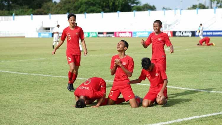 Aksi selebrasi pemain Timnas Indonesia U-15. Copyright: pssi.org