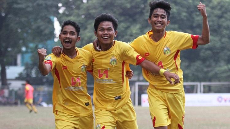 Selebrasi gol pemain Bhayangkara FC U-20.