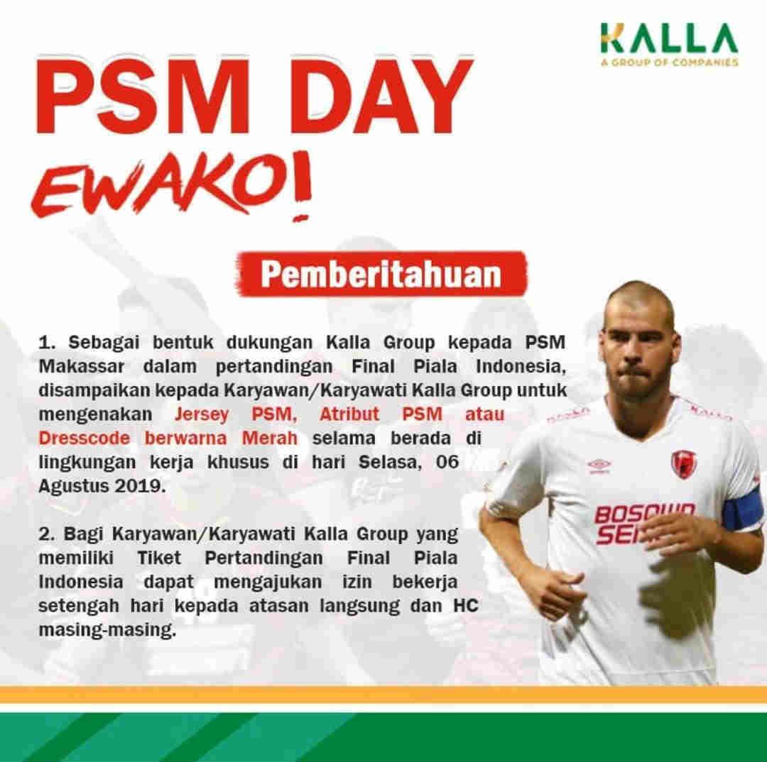 Imbauan Kalla Group untuk memberikan dukungan pada PSM Makassar di final Kratingdaeng Piala Indonesia melawan Persija Jakarta. Copyright: Kalla Group