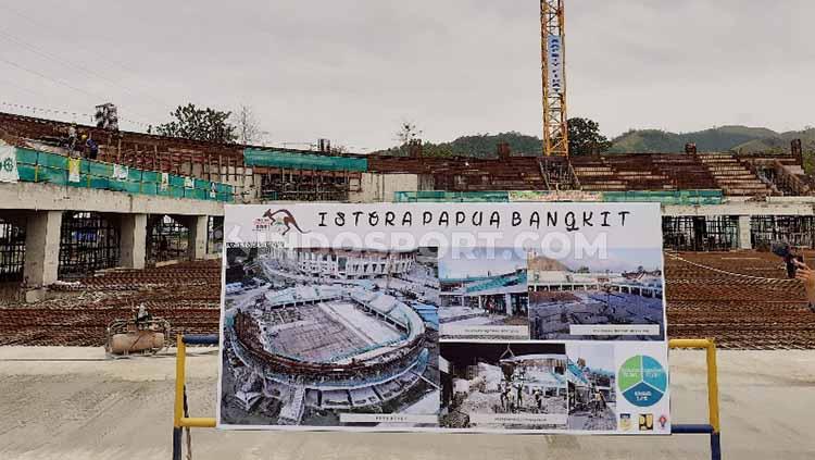 Istora Papua Bangkit yang tengah memasuki progres pembangunan 32 persen. Foto: Sudjarwo/INDOSPORT
