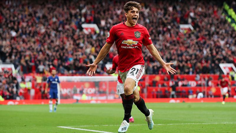 Daniel James merayakan golnya ke gawang Chelsea Copyright: Matthew Ashton - AMA/Getty Images