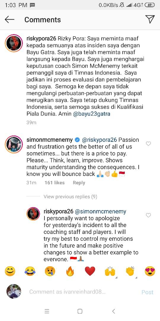 Rizky Pora meminta maaf Copyright: https://www.instagram.com/riskypora26