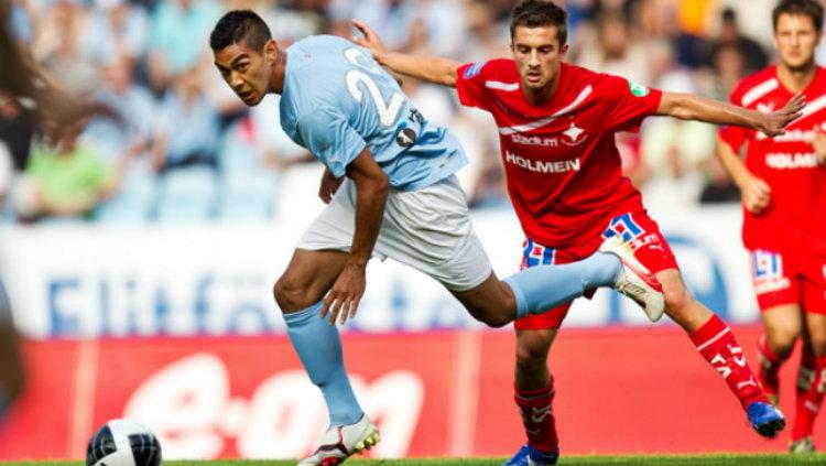 Pemain baru Persib Bandung Omid Nazari saat bermain di Liga Swedia bersama Malmo.