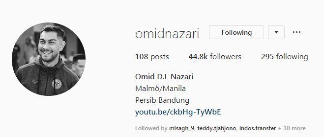 Omid Nazari di Media Sosial Pamerkan Persib Bandung Copyright: https://www.instagram.com/omidnazari/