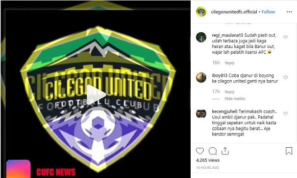 Klub Liga 2, Cilegon United, umumkan berpisah dengan pelatih Bambang Nursdiansyah. Copyright: Instagram/Cilegon United