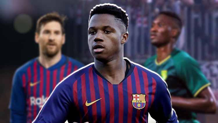 Lionel Messi, Ansu Fati dan Amido Balde.