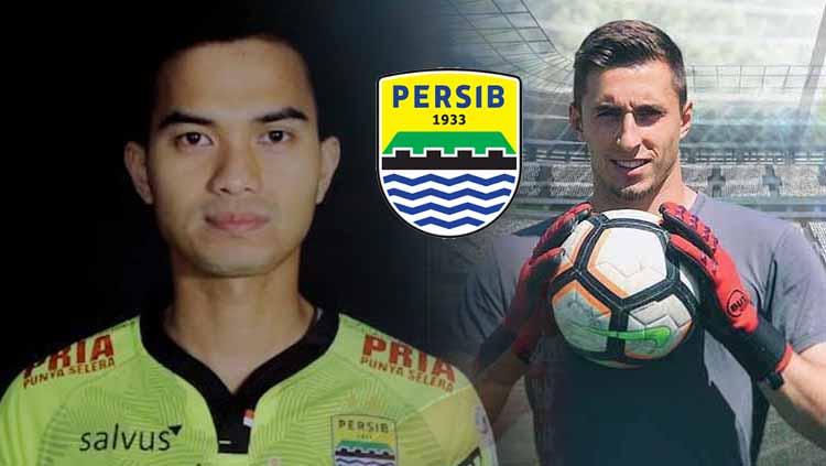 Kiper baru Persib Bandung, Dhika Bayangkara dan eks AC Milan, Jacopo Viola. - INDOSPORT