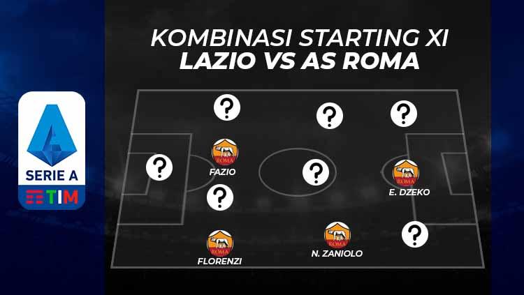Kombinasi starting XI Lazio vs AS Roma.