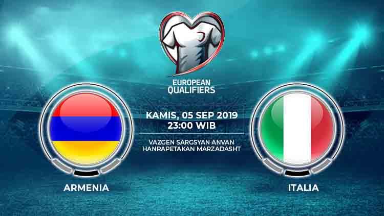 Prediksi pertandingan Armenia vs Italia pada pertandingan ke-5 Grup J Kualifikasi Euro 2020, Kamis (05/09/19) pukul 23.00 WIB, di Hanrapetakan Stadium.
