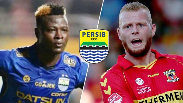Thomas Verheydt, logo Persib dan Ezechiel Ndouasel.