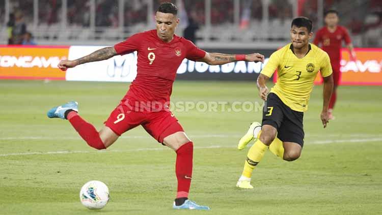 Beto Goncalves saat mencetak gol ke gawang Malaysia, Kamis (09/05/2019). Foto: Herry Ibrahim/INDOSPORT.