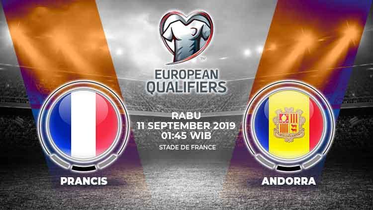 Duel timpang terjadi antara Prancis vs Andorra di Kualifikasi Euro 2020 pada Rabu (11/9/19) WIB. Berikut link live streaming pertandingan .