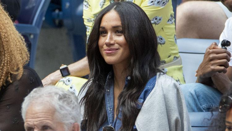 Putri kerajaan Inggris, Meghan Markle ketika mendukung langsung Serena Williams di final AS Terbuka 2019. Copyright: Tim Clayton/Corbis via Getty Images